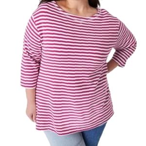 LANE BRYANT STRIPED BOATNECK 3/4 SLEEVE TOP SZ 14/16 NWT